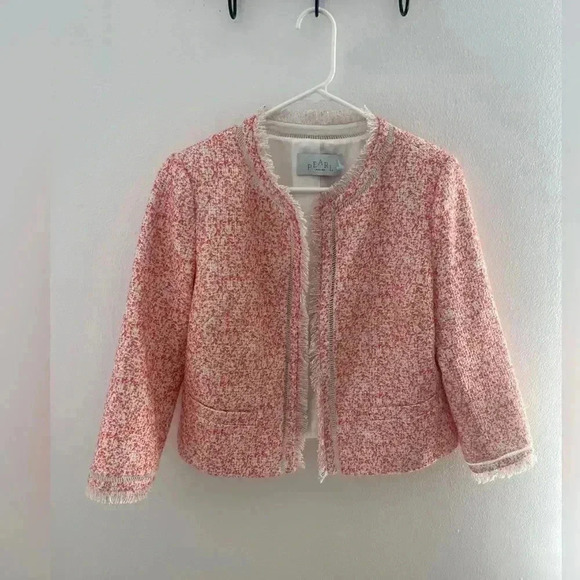 Pearl Lela Rose Fringe Tweed Jacket LIKE NEW - Picture 1 of 3